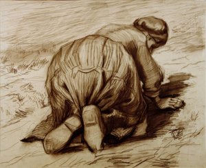 Knielende boerin door Vincent van Gogh